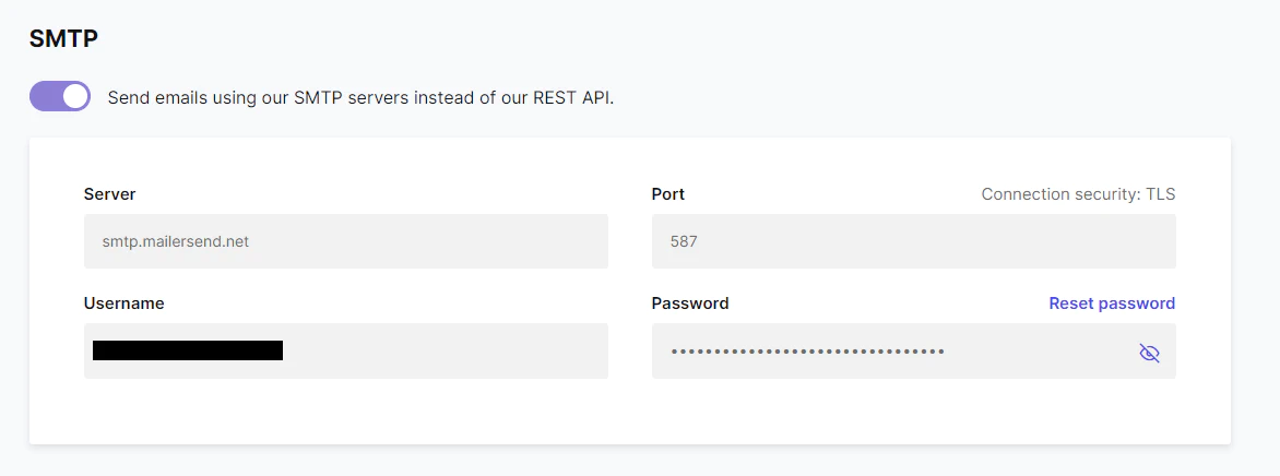 MailerSend SMTP details