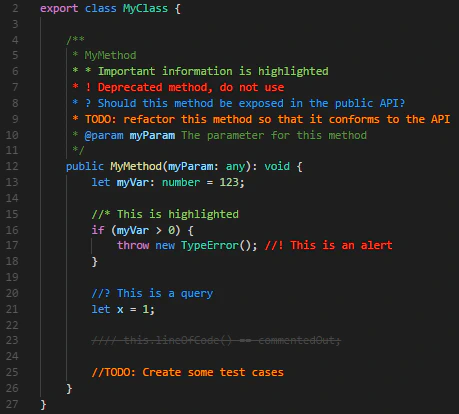 VS Code Extension Better Comments